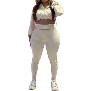 Lässige Frau Crop Jacke und Jogging hose 2-teiliges Set Yoga Legging Damen Sport bekleidung Zweiteilige Herbst enge Hosen <span class=keywords><strong>Outfits</strong></span> für Frauen - Product Image 6