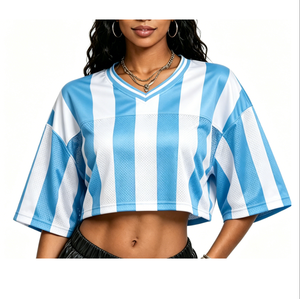<span class=keywords><strong>Camiseta</strong></span> Deportiva Corta con Logotipo Personalizado, MOQ Bajo, para <span class=keywords><strong>Mujer</strong></span>, Estilo Fútbol Americano, Estampado de Bandera de la Copa Mundial 2026, Hombros Caídos, Talla Grande - Product Image 5