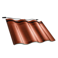 Tuile solaire photovoltaïque BIPV noire et rouge à triple arche, tuile solaire 32W, tuile de toit solaire en verre courbé, tuiles solaires photovoltaïques pour toiture