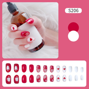 Estilo navideño, 24 Uds., puntas de <span class=keywords><strong>uñas</strong></span> de Gel suave acrílicas francesas desmontables, <span class=keywords><strong>uñas</strong></span> postizas artificiales, medias puntas - Product Image 2