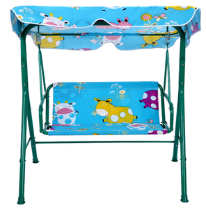 Columpio de jardín para niños balancín niños patio al aire libre metal 2 asientos hamaca <span class=keywords><strong>con</strong></span> dosel reposapiés - Product Image 3