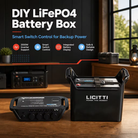 Boîtier pour instruments électroniques en ABS, kits de boîtes de batterie LiFePO4 DIY, boîtes de batteries 12V en PVC avec interrupteur de contrôle