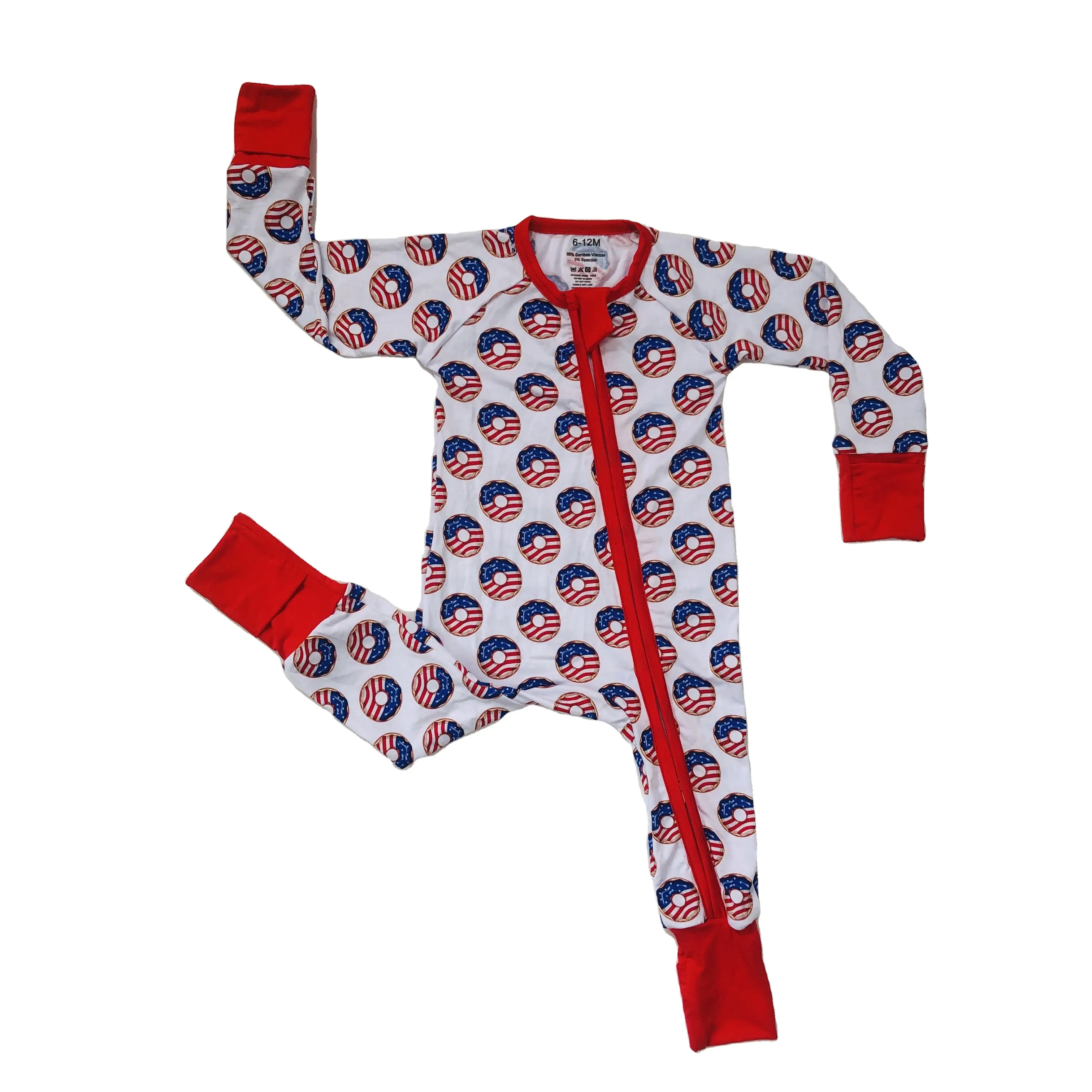 도매 고품질 대나무 지퍼 원피스 Pyjama 아기 소년 Rompers