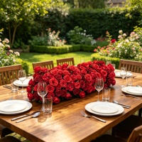 Camino de Mesa Floral Artificial Rojo al por Mayor para Bodas, Caminos de Mesa Florales para Decoración de Eventos