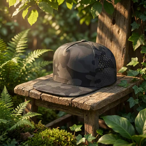 Casquette de baseball personnalisée à 5 panneaux en PVC caoutchouté avec logo, imperméable, perforations découpées au laser, visière plate, performance sportive, pour le golf - Product Image 2