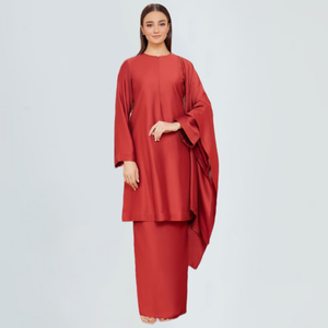 Sipo ผ้าซาตินลายกุหลาบสีล้วนสำหรับผู้หญิงมุสลิม Brunei มาเลเซีย Baju kurung - Product Image 1