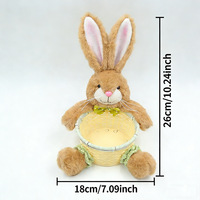 Panier de Pâques en peluche, petit seau de rangement tissé, adorable lapin en peluche, organisateur, porte-œufs en bonbons, boîte cadeau de vacances
