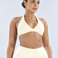 Soutien-gorge de sport double couche à dos découpé, coupe ajustée, sexy, color block, haut de yoga, dos stylisé, crop top de gym