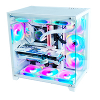 Gabinete de PC MANMU de Torre Completa ATX, Aleación de Aluminio y Acero Blanco, Panel Lateral de Vidrio Templado, Puertos USB 3.0, 7 Ranuras de Expansión Verticales