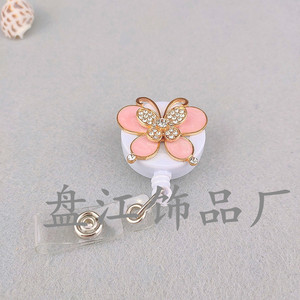 Porte-badge infirmier 2021 incrusté de strass, boucle rétractable double couche papillon, clip de lanière - Product Image 4