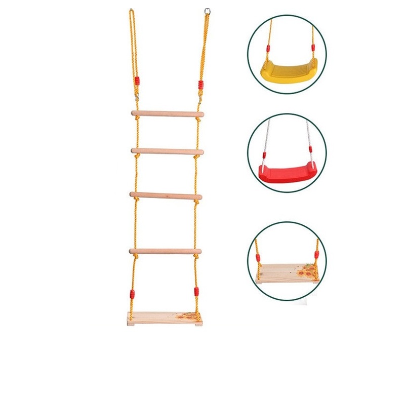Wooden Swing Set With Climbing Ladder