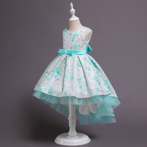 Noble princesse élégante fleur fille longue queue fille robe de mariage personnalisée robe de soirée enfant de mode robe de soir - Product Image 3
