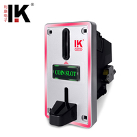 Accepteur de pièces programmable LK715 avec panneau de logo personnalisable, couleurs LED et effets lumineux extérieurs pour machines à laver et machines à griffes de pêche