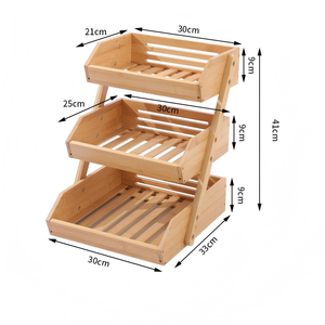 Cesto portafrutta a due livelli <span class=keywords><strong>in</strong></span> bambù, multiuso, per ripiani da cucina, organizer per verdure e pane, disponibile <span class=keywords><strong>in</strong></span> magazzino - Product Image 6
