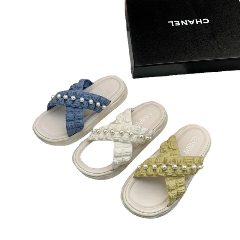 New Design Summer PVC Flat Flip Flops Summer Non Slip Casual Beach Shoes Women Sandals