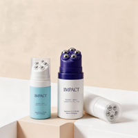 Flacon applicateur en plastique à presser avec 5 billes de massage en acier inoxydable – Flacon vide pour lotion – Emballage cosmétique