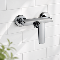 Mitigeur de douche et bain contemporain en laiton à jet de pluie unique avec barre coulissante, cartouche céramique, finition chromée pour appartement et hôtel