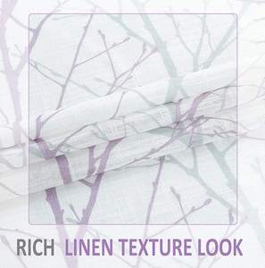 ชุดม่านบังตาพิมพ์ลายสาขาสีเทาขนาดเล็กลายต้นไม้สีทองฟอยล์สีขาว - Product Image 4