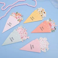 Fournitures professionnelles pour fleuristes : Mini-étiquettes coniques imprimées en papier pour remerciement, en forme de bouquet, motif floral botanique, pour messages et cadeaux de mariage