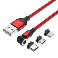 Kabel Pengisian Daya Magnetik 540 Derajat 180 Putaran dengan Ujung Tunggal 5V 2A untuk Android Tipe-C