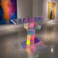 Table basse en acrylique transparente irisée pour entrée étroite, couloir, salon, table de foyer minimaliste et élancée, décoration intérieure