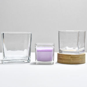 Wholesale 80ml 135ml 300ml 640ml Empty Unique Square Glass Soy Wax Candle Container Candle Jar for Christmas Decoration - Product Image 3