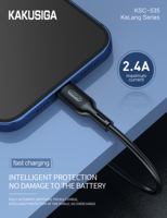 KAKU grosir kabel USB mikro 2,4 A 1m | TPE kabel Data pengisi daya pintar berkecepatan tinggi