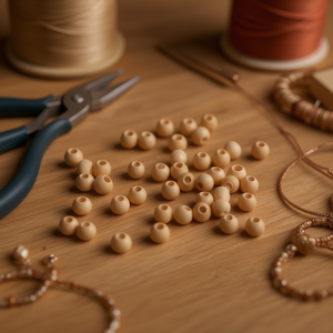 Perline in legno ILAN da 8 mm con foro grande per artigianato e creazione di gioielli - Product Image 2