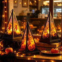 Lanterne à vent triangulaire et carrée, nouvelle collection 2026, idéale pour la décoration de table de fête d'Halloween, accessoire et cadeau très demandés