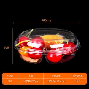 Envase Redondo Desechable de Plástico para Ensalada de Frutas con Tapa, 3 Compartimentos, Envase para Frutos Secos - Product Image 2