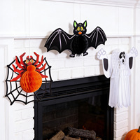 Décorations d'Halloween : Accessoires de Décoration, Pendentifs en Papier, Pendentifs Araignées et Chauves-souris, Pendentifs Fantômes Suspendus