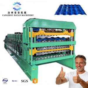 Máquina de Conformado de Rollos Automática de 3 Capas para Tejas Porosas de Acero, Aislantes Térmicas e Insonorizantes, Marca Hauan, con Motor para Techos - Product Image 1