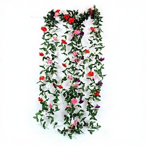 Guirlande de fleurs artificielles de 59 pouces, couleurs assorties, design moderne, 144 pièces/carton, pour la remise des diplômes, Noël, Nouvel An, Halloween, en tissu, livraison rapide - Product Image 1