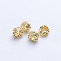 Lot de 20 perles entretoises en laiton plaqué or 18 carats avec grand trou et zircon cubique, pour la fabrication de bracelets et colliers DIY