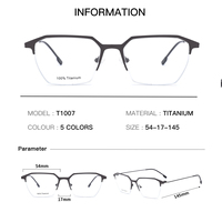 Livraison Rapide – Lunettes Optiques 100% Titane Pur, Monture Semi-Cerclée Rectangulaire Tendance pour Tous les Types de Visage