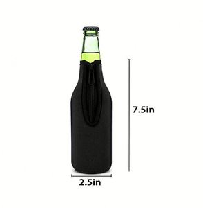 Manchon isotherme personnalisé en néoprène pour bouteille de bière, refroidisseur de bière avec fermeture éclair et base collée - Product Image 3