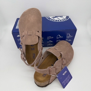 <span class=keywords><strong>Prix</strong></span> d'usine en gros Sabots en daim style Tokio avec bride de cheville, semelle intérieure en liège, confortables, boucle réglable, chaussures décontractées - Product Image 1