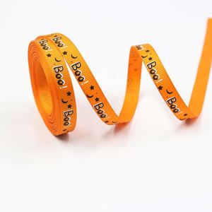 Cinta de grogrén al por mayor de 1 cm con diseño de calabaza de Halloween, de varias longitudes, con purpurina, marca Zexiao, para envolver regalos de Halloween o dulces o traviesas. - Product Image 3