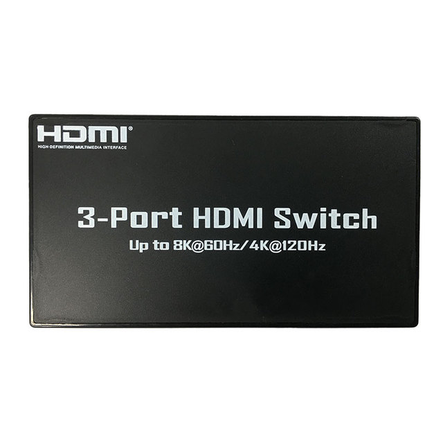 2.1V 8KHDMI Switcher 3X1 Supporting 8K, 1080P, 4Kx2K Resolutions with Remote Control, Metal Casing