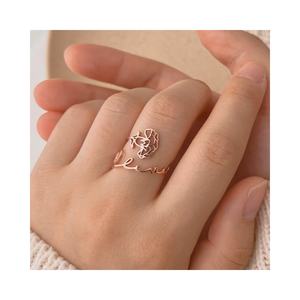 แหวนรูปดอกไม้สำหรับวันเกิดของขวัญสั่งทำแหวนชื่อตัวอักษรภาษาอังกฤษ - Product Image 1