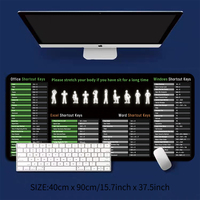 Tapis de souris en caoutchouc Excel avec raccourcis clavier, tapis de protection de bureau pour clavier