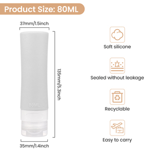 Botella de Champú Recargable de 80 ml, Aprobada por la TSA, a Prueba de Fugas, Ecológica, Duradera, con Tubo de Silicona, para Viajes - Product Image 4