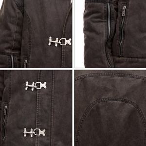 เสื้อแจ็คเก็ตยีนส์ผู้ชายสไตล์สตรีทลำลองแบบขายส่ง น้ำหนัก 14 ออนซ์ ดีไซน์แบบ Deconstructed ลุคทำสีซีด แจ็คเก็ตสั้นทรงหลวม - Product Image 6