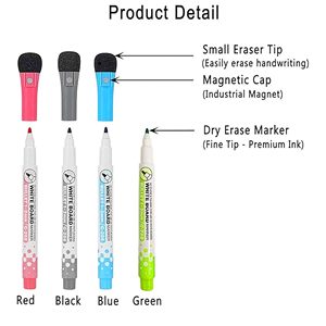 NOVISON - Rotulador Magnético Multicolor de 8 Colores para Pizarra Blanca, Duradero, de Borrado en Seco, para Uso Escolar, No Tóxico, 14 cm - Product Image 2