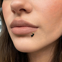 Piercing Labret en Acier Chirurgical 316L avec Émail Goutte de Lune Artistique, Bijou de Lèvre à Dos Plat pour Hélix Tragus 16G