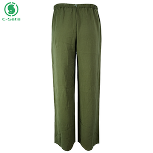 Pantaloni da Uomo <span class=keywords><strong>Verde</strong></span> Oliva con Elastico in Vita e Coulisse, Casual, Larghi, Dritti, Personalizzabili in Nylon Cotone <span class=keywords><strong>Lino</strong></span> con Tasche Laterali - Product Image 3
