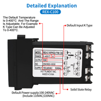 Pengontrol Suhu Digital PID LCTC REX-C100 Dengan Relay SSR 40DA Dengan Termokopel K Probe 1m Termostat 0-400 ℃   Keluaran SSR