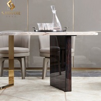 Table à manger de luxe moderne, haute brillance contemporaine, Royal du milieu du siècle, Hong Kong or miroir Table de salle à manger moderne