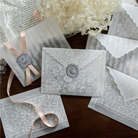 Ensemble d'enveloppes transparentes OEM, style dentelle en papier, pour lettres, papeterie pour cadeaux et notes, vente en gros