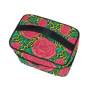 Bolsa de Maquillaje de Gran Capacidad, Organizador de Artículos de Aseo de Viaje con Diseño Floral Pop Art, Bolsillos de Malla, Bolsa de Cosméticos Portátil - Product Image 4